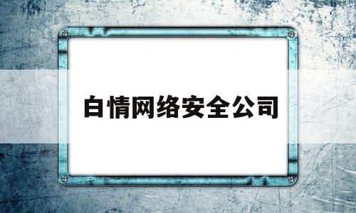 白情网络安全公司(网络安全 公司)