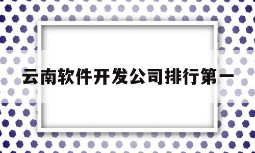 云南软件开发公司排行第一(云南最大的软件企业)