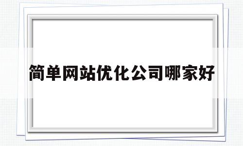 简单网站优化公司哪家好的简单介绍