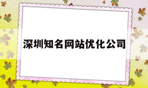 深圳知名网站优化公司(深圳网站优化软件)