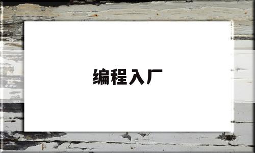 编程入厂(编程新人入门)