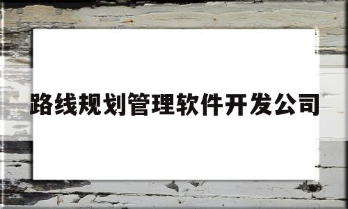 路线规划管理软件开发公司(路线规划设计)