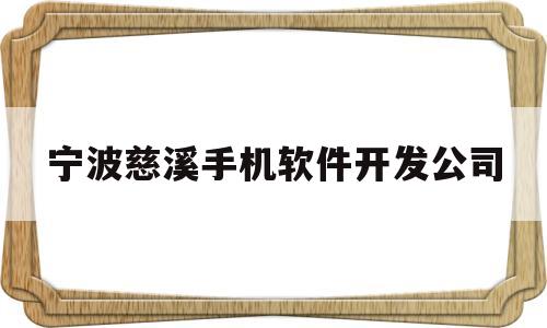 宁波慈溪手机软件开发公司(慈溪手机配件批发市场在哪里)