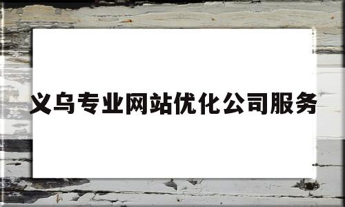 义乌专业网站优化公司服务(义乌seo)